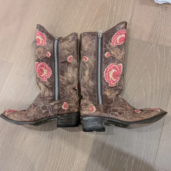 Old Gringo Marsha Western Cowboy Boots 7 Pink Brown Leather Embroidered Boho
